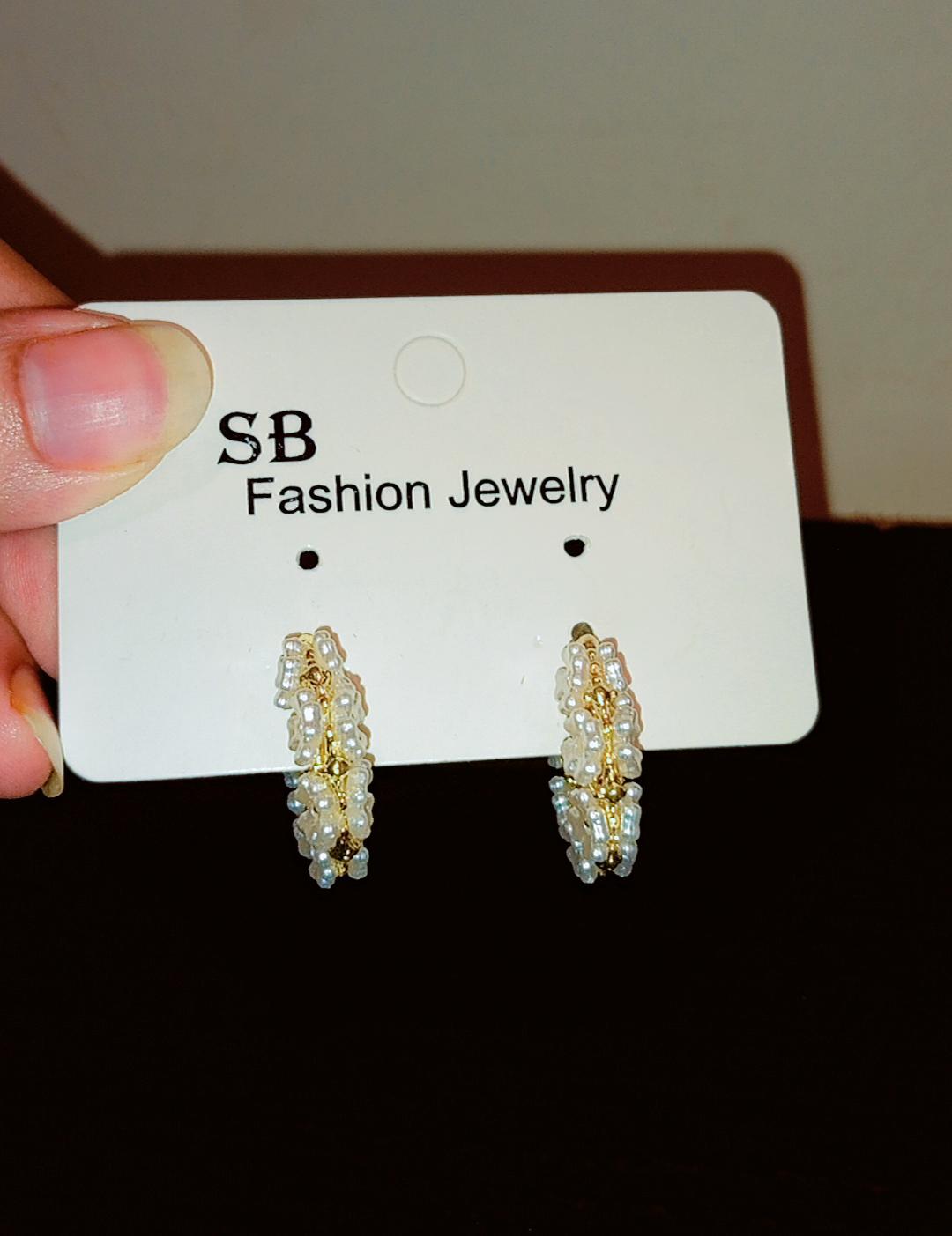 Elegant Pearl Beaded Gold Hoop Earrings