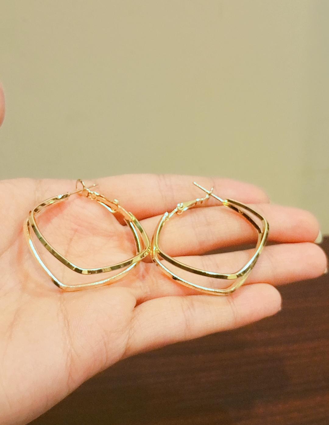 Modern Double Ring Dangle Earrings