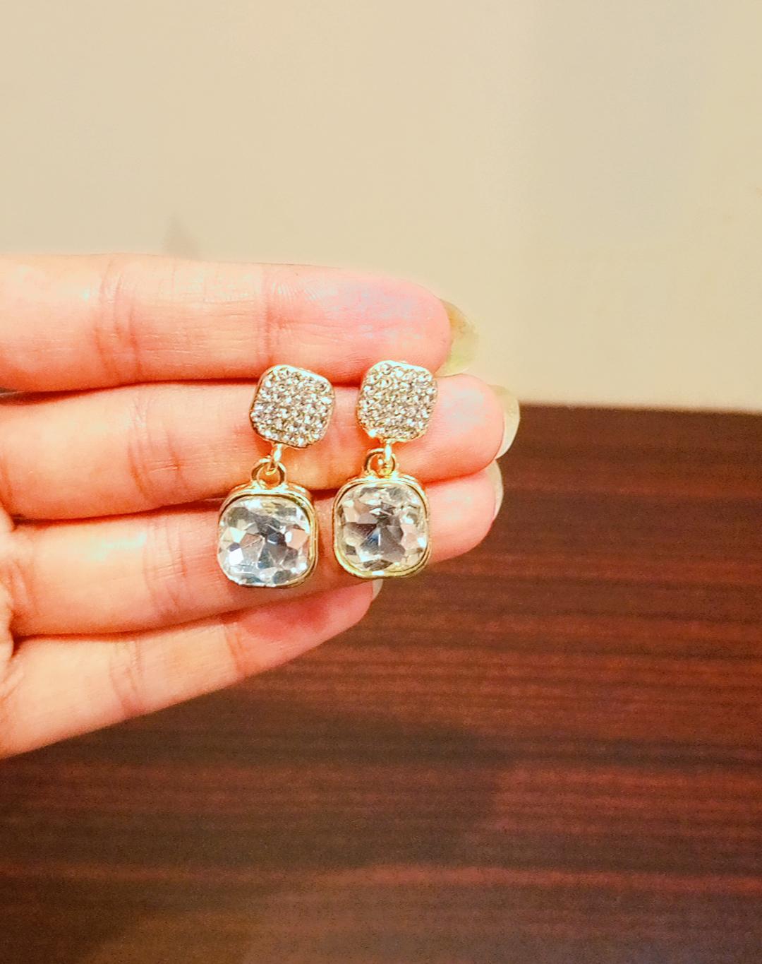Elegant Crystal Drop Stud Earrings