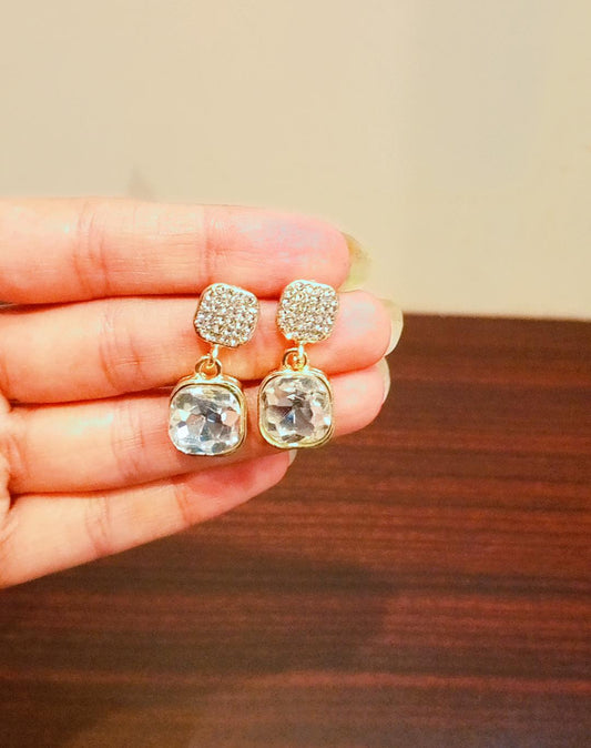 Elegant Crystal Drop Stud Earrings