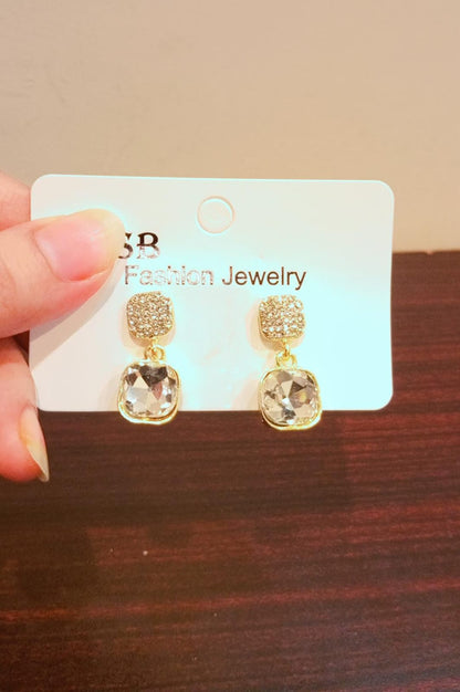 Elegant Crystal Drop Stud Earrings