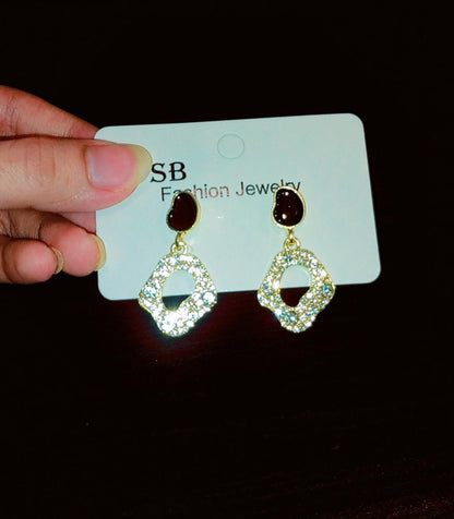 Elegant Black Crystal Drop Earrings