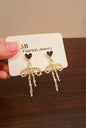 Black Heart Bow Tassel Earrings