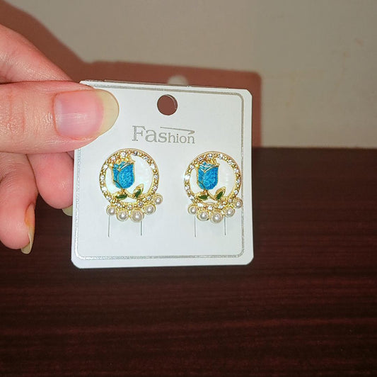 Rose Pearl Stud Earrings