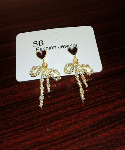 Heart Crystal Tassel Earrings