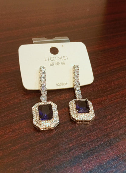 Luxury Sapphire Gemstone Dangle Earrings