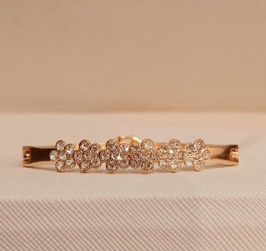 Elegant Gold Crystal Floral Bracelet