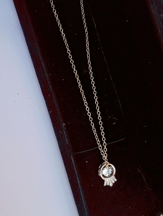 Dainty Gold Crystal Pendant Necklace