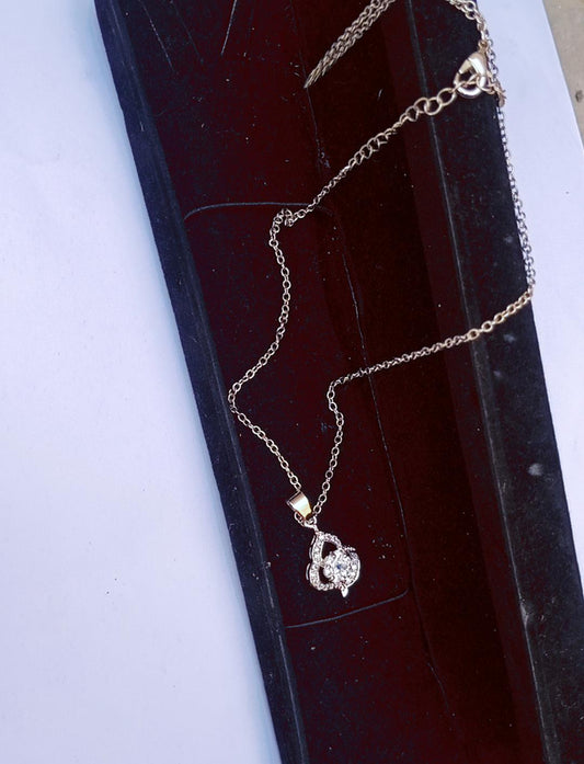 Gold Pendant Necklace with Crystal Charm