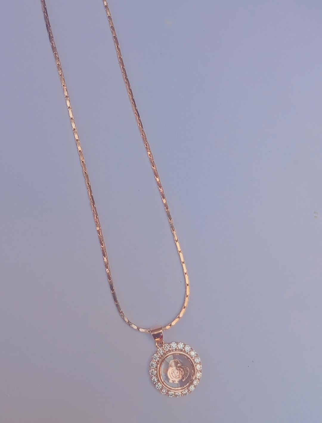 Luxury Gold Coin Pendant Necklace with Crystal Halo